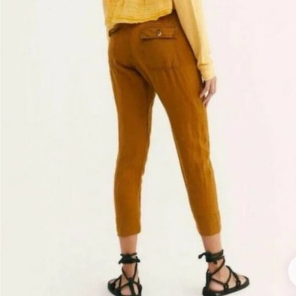 Free People Women's Harem Pants Size 0 in acid washed Brown Elastic Waist Casual - Picture 2 of 11